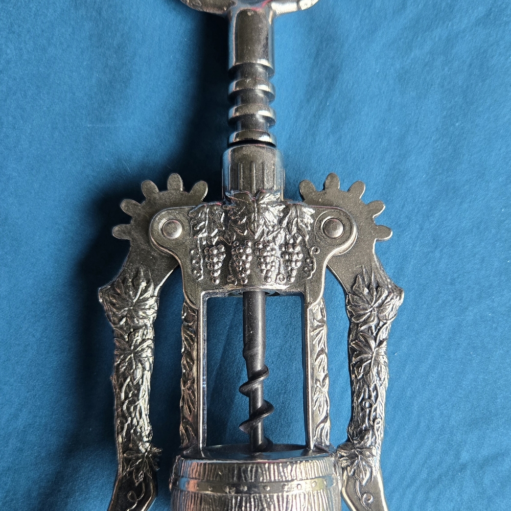 Vintage Silver Corkscrew with Grape Design